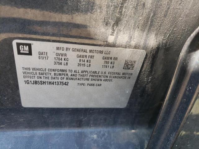 1G1JB5SH1H4137542 - 2017 CHEVROLET SONIC LS 灰色 照片 12