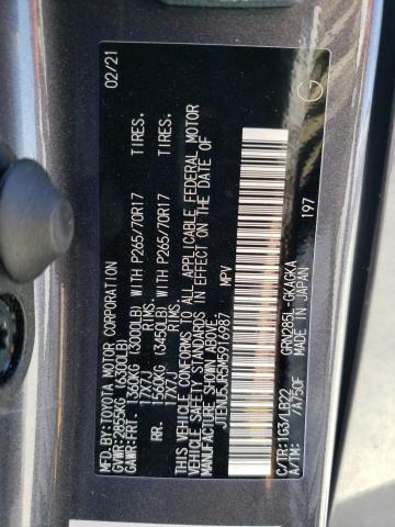 JTENU5JR5M5916987 - 2021 TOYOTA 4RUNNER SR5/SR5 PREMIUM 灰色 照片 13