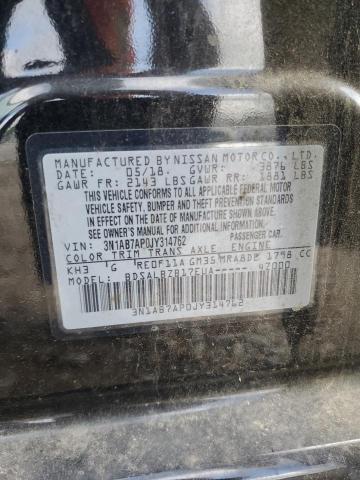 3N1AB7AP0JY314762 - 2018 NISSAN SENTRA S შავი ფოტო 12