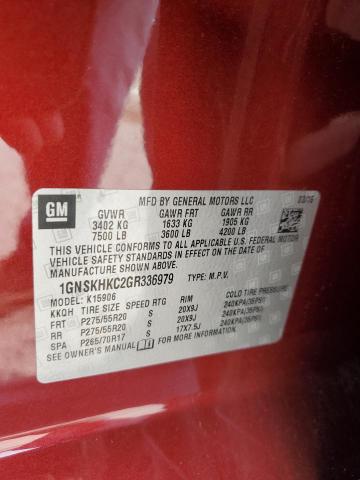 1GNSKHKC2GR336979 - 2016 CHEVROLET SUBURBAN K1500 LT RED photo 13