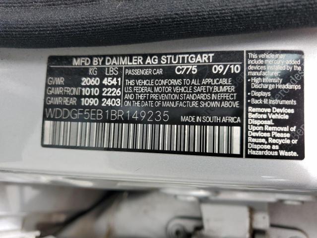 WDDGF5EB1BR149235 - 2011 MERCEDES-BENZ C 300 SILVER photo 12