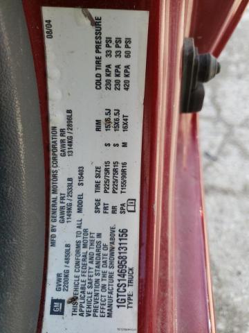 1GTCS146958131156 - 2005 GMC CANYON RED photo 12