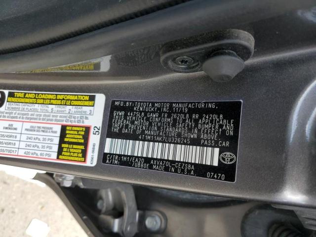 4T1M11AK7LU326245 - 2020 TOYOTA CAMRY SE CHARCOAL photo 13