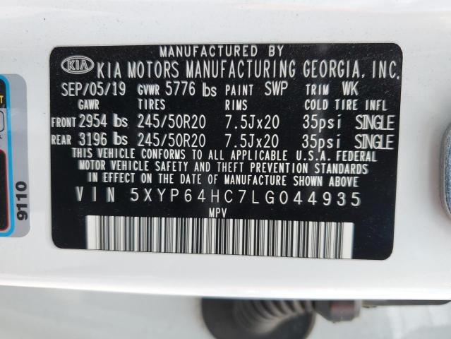 5XYP64HC7LG044935 - 2020 KIA TELLURIDE S WHITE photo 13