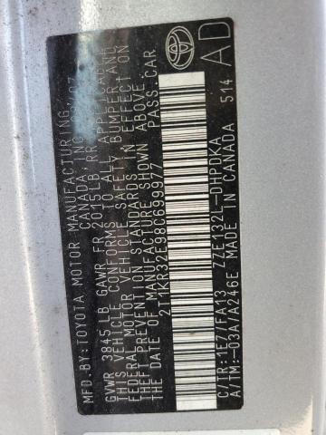 2T1KR32E98C699977 - 2008 TOYOTA MATRIX XR Gümüş fotoğraf 13