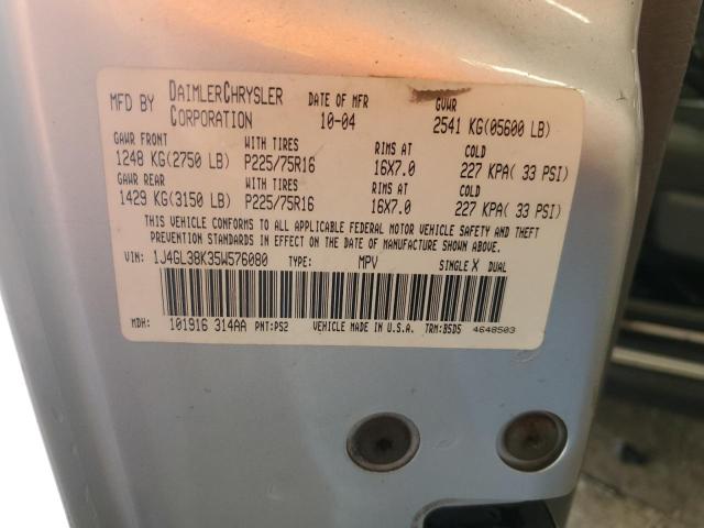 1J4GL38K35W576080 - 2005 JEEP LIBERTY RENEGADE 银色 照片 14