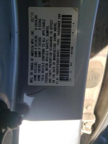 1HGCR2F84DA136421 - 2013 HONDA ACCORD EXL SILVER photo 10