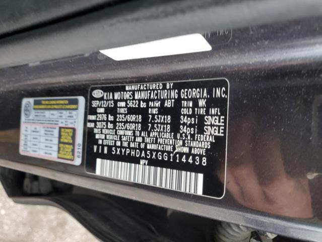 5XYPHDA5XGG114438 - 2016 KIA SORENTO EX GRAY photo 13