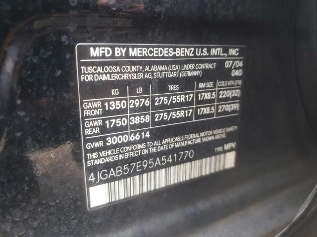 4JGAB57E95A541770 - 2005 MERCEDES-BENZ M-CLASS 350 BLACK photo 13