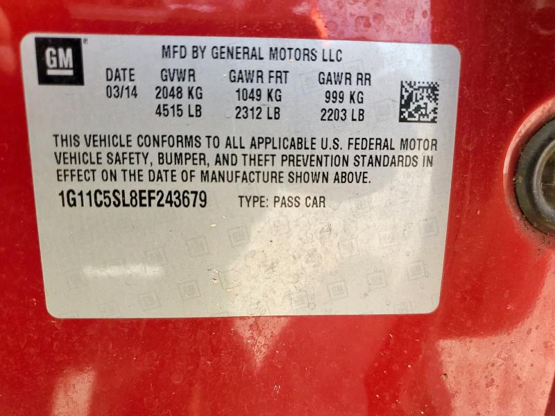 1G11C5SL8EF243679 - 2014 CHEVROLET MALIBU 1LT RED photo 12