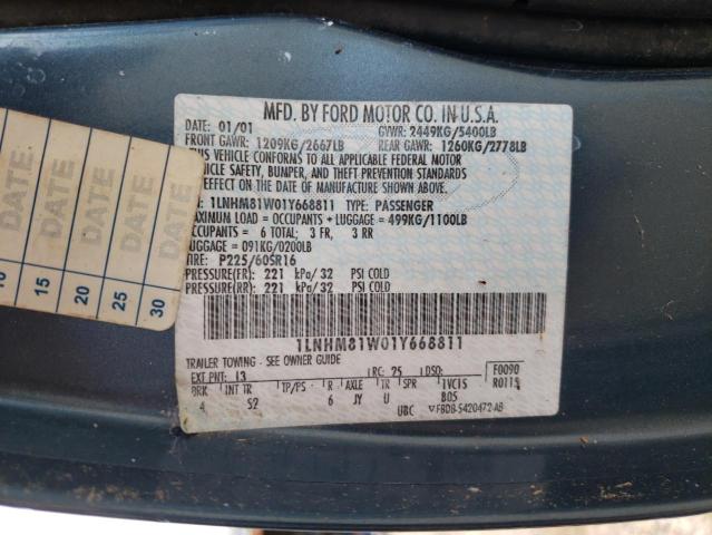 1LNHM81W01Y668811 - 2001 LINCOLN TOWN CAR EXECUTIVE BLUE photo 12