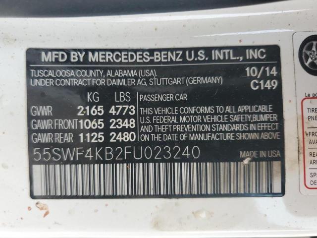 55SWF4KB2FU023240 - 2015 MERCEDES-BENZ C 300 4MATIC WHITE photo 12