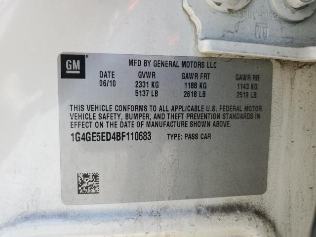 1G4GE5ED4BF110683 - 2011 BUICK LACROSSE CXS WHITE photo 12