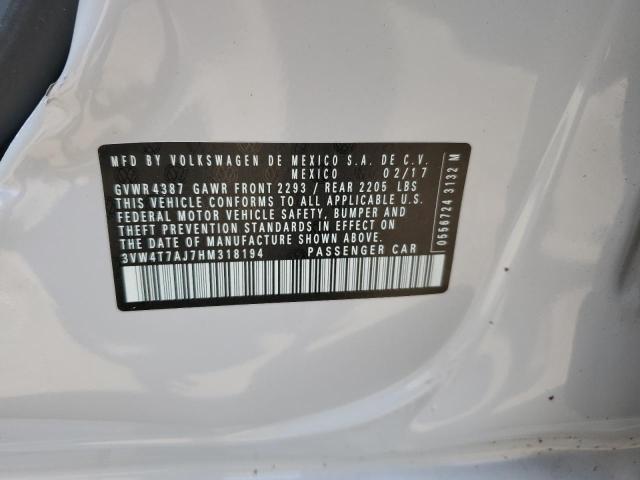 3VW4T7AJ7HM318194 - 2017 VOLKSWAGEN JETTA GLI Weiß Foto 12