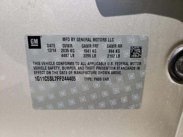 1G11C5SL7FF244405 - 2015 CHEVROLET MALIBU 1LT 银色 照片 12