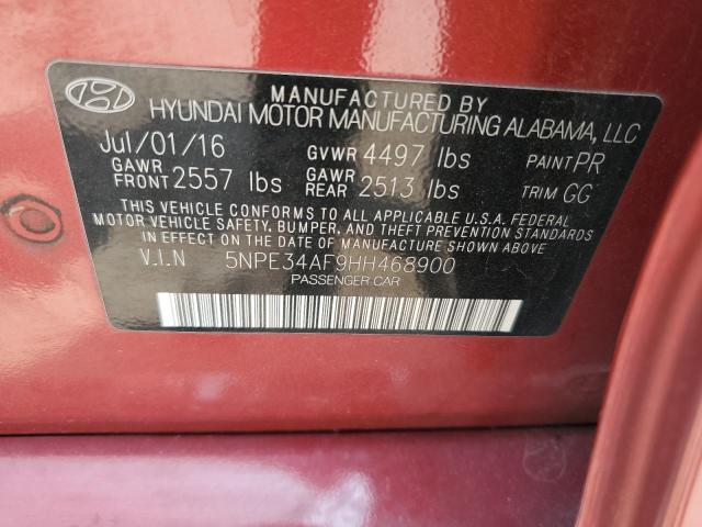 5NPE34AF9HH468900 - 2017 HYUNDAI SONATA SPORT RED photo 12