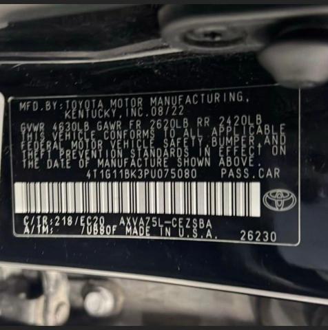 4T1G11BK3PU075080 - 2023 TOYOTA CAMRY SE NIGHT SHADE BLACK photo 10