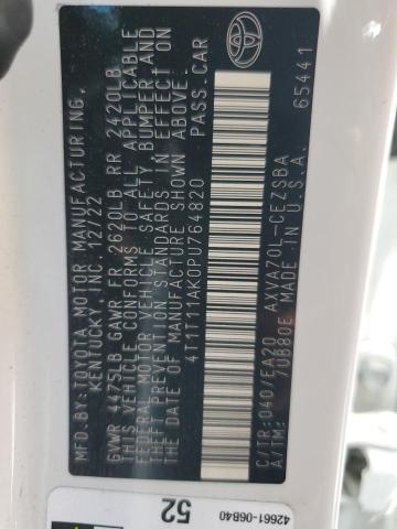 4T1T11AK0PU764820 - 2023 TOYOTA CAMRY SE NIGHT SHADE WHITE photo 12