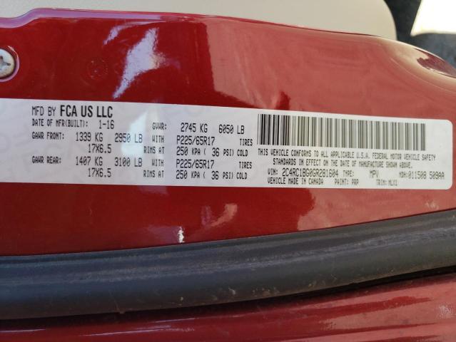 2C4RC1BG0GR281604 - 2016 CHRYSLER TOWN & COU TOURING Qırmızı foto 13
