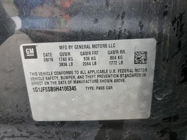 1G1JF5SB9H4106345 - 2017 CHEVROLET SONIC PREMIER GRAY photo 12