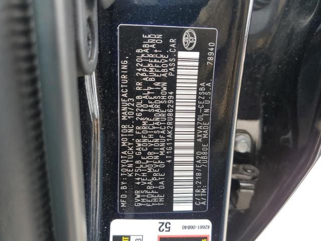 4T1G11AK2RU862994 - 2024 TOYOTA CAMRY SE NIGHT SHADE BLACK photo 12