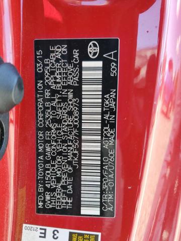 JTKJF5C77FJ008973 - 2015 TOYOTA SCION TC RED photo 12