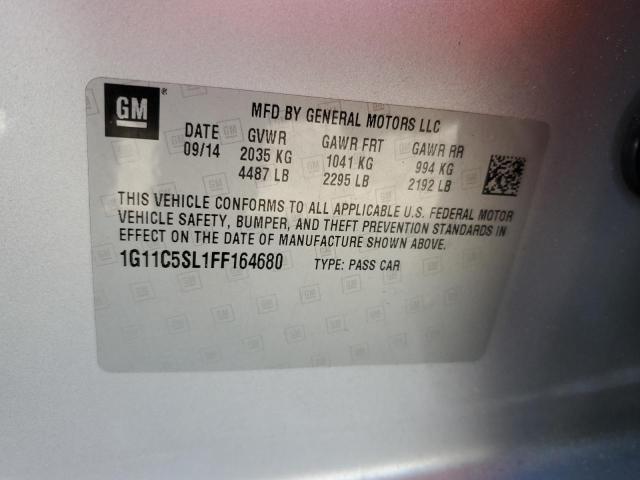 1G11C5SL1FF164680 - 2015 CHEVROLET MALIBU 1LT 银色 照片 12