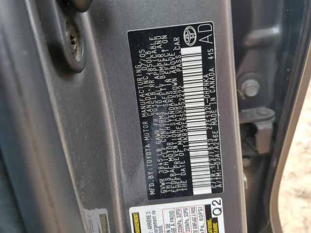 2T1KR32E65C552222 - 2005 TOYOTA COROLLA MA XR GRAY photo 12