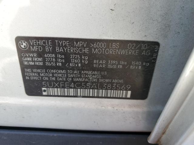 5UXFE4C55AL383569 - 2010 BMW X5 XDRIVE30I 银色 照片 13