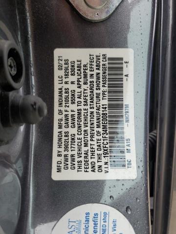 19XFC1F34ME008141 - 2021 HONDA CIVIC EX CHARCOAL photo 12
