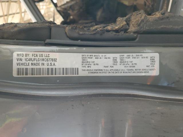 1C4RJFLG1MC677692 - 2021 JEEP GRAND CHER TRAILHAWK ნაცრისფერი ფოტო 12