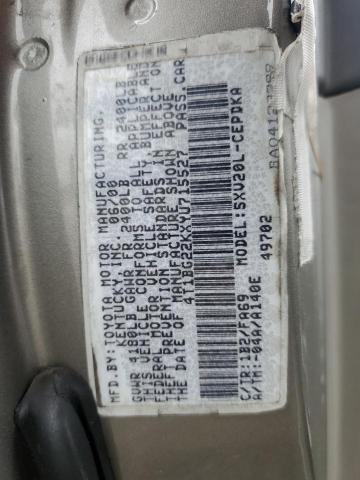 4T1BG22KXYU715527 - 2000 TOYOTA CAMRY CE TAN photo 12