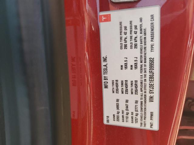 5YJ3E1EB0JF099582 - 2018 TESLA MODEL 3 برتقالي صورة 12