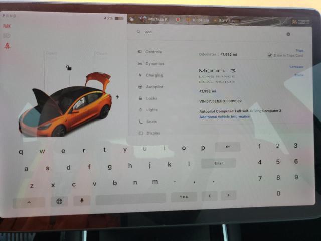 5YJ3E1EB0JF099582 - 2018 TESLA MODEL 3 برتقالي صورة 9