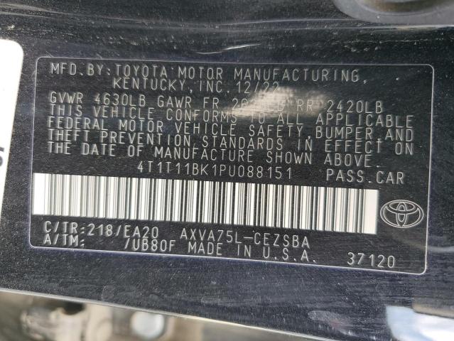 4T1T11BK1PU088151 - 2023 TOYOTA CAMRY SE NIGHT SHADE BLACK photo 13