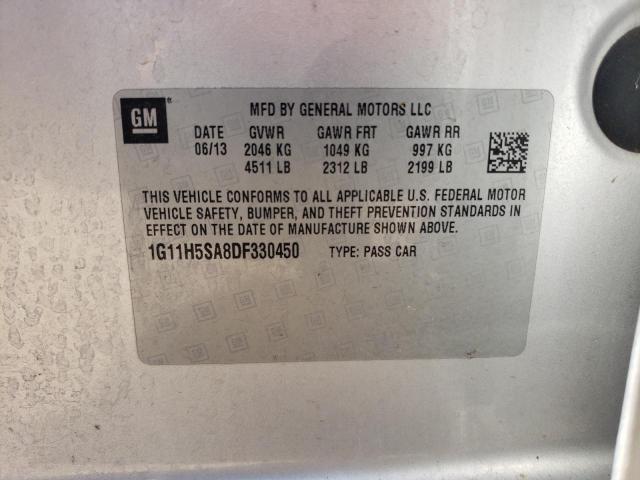 1G11H5SA8DF330450 - 2013 CHEVROLET MALIBU LTZ ვერცხლისფერი ფოტო 12