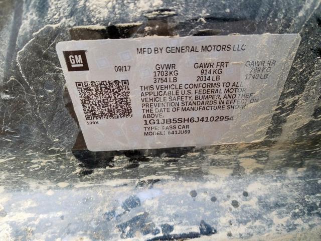 1G1JB5SH6J4102954 - 2018 CHEVROLET SONIC LS  照片 10