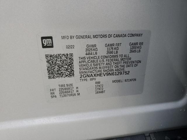 2GNAXHEV9N6129752 - 2022 CHEVROLET EQUINOX LS GRAY photo 13