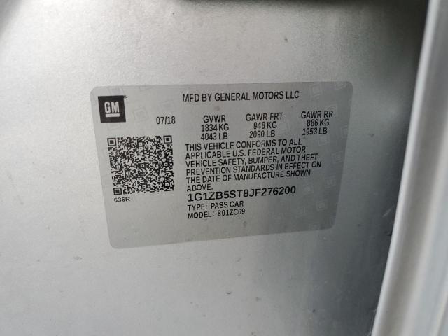 1G1ZB5ST8JF276200 - 2018 CHEVROLET MALIBU LS Արծաթագույն լուսանկար 12