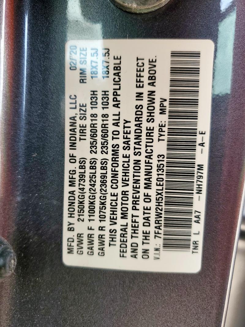 7FARW2H5XLE013513 - 2020 HONDA CR-V EX ნაცრისფერი ფოტო 13