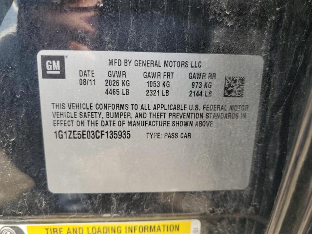 1G1ZE5E03CF135935 - 2012 CHEVROLET MALIBU LTZ შავი ფოტო 12