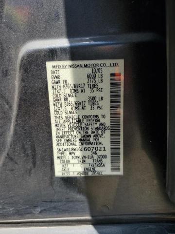 5N1AR18W16C607021 - 2006 NISSAN PATHFINDER LE GRAY photo 14