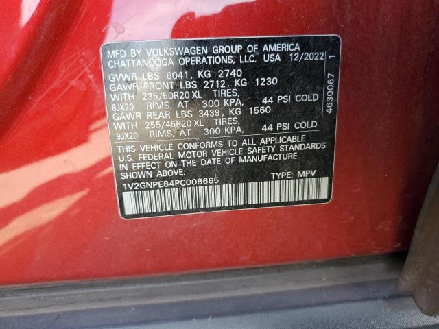 1V2GNPE84PC008665 - 2023 VOLKSWAGEN ID.4 PRO S 红色 照片 13