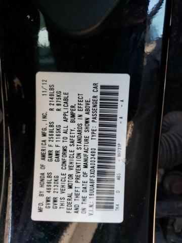19UUA8F5XDA003490 - 2013 ACURA TL TECH BLACK photo 12