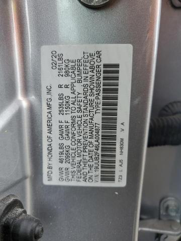 19UUB2F46LA004877 - 2020 ACURA TLX TECHNOLOGY SILVER photo 12