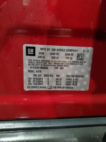 KL4CJESB1KB836598 - 2019 BUICK ENCORE PREFERRED RED photo 13