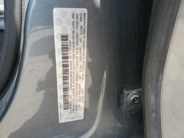 3VW2K7AJ0CM030522 - 2012 VOLKSWAGEN JETTA BASE 灰色 照片 13