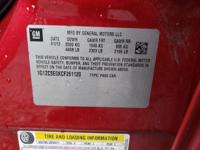 1G1ZC5E0XCF261120 - 2012 CHEVROLET MALIBU 1LT 红色 照片 13