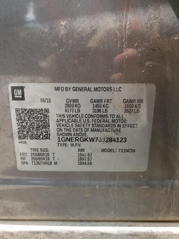 1GNERGKW7JJ284123 - 2018 CHEVROLET TRAVERSE LT GRAY photo 13