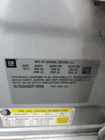 1G1ZC5E0XCF179405 - 2012 CHEVROLET MALIBU 1LT 银色 照片 12